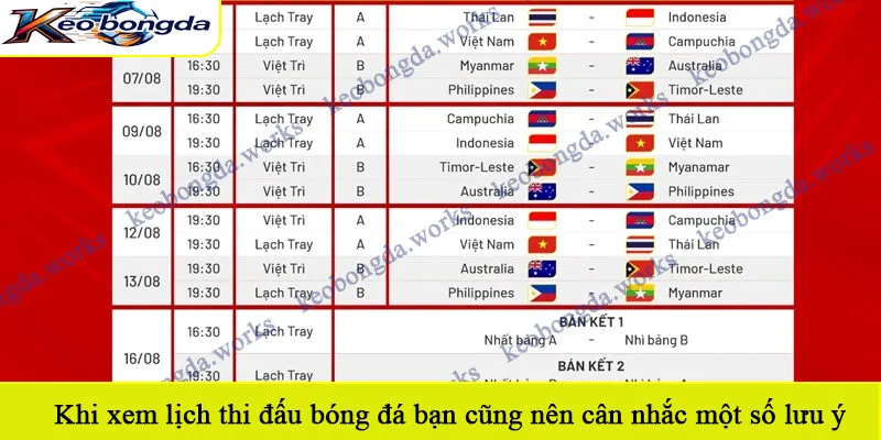 Khi xem lịch thi đấu bóng đá mới nhất bạn cũng nên cân nhắc một số lưu ý